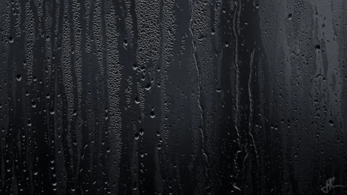 water dew black painted wall with droplets rain window sill 2k