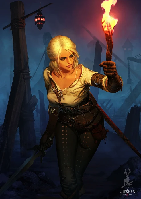 woman holding torch illustration fantasy art Cirilla Fiona Elen Riannon