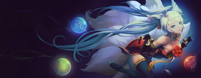yellow haired female character illustration animal ears blue eyes 2k