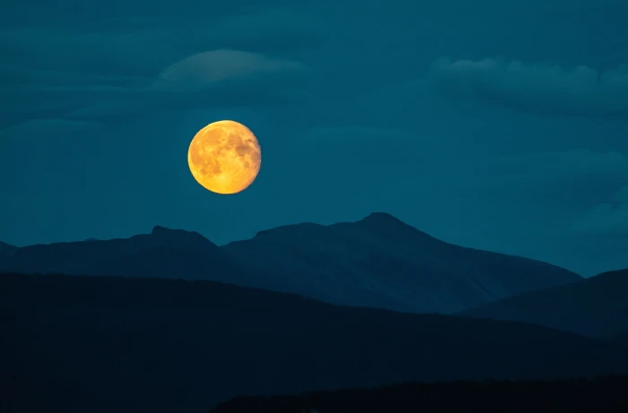 full moon night mountains landscape nature beauty in 2k