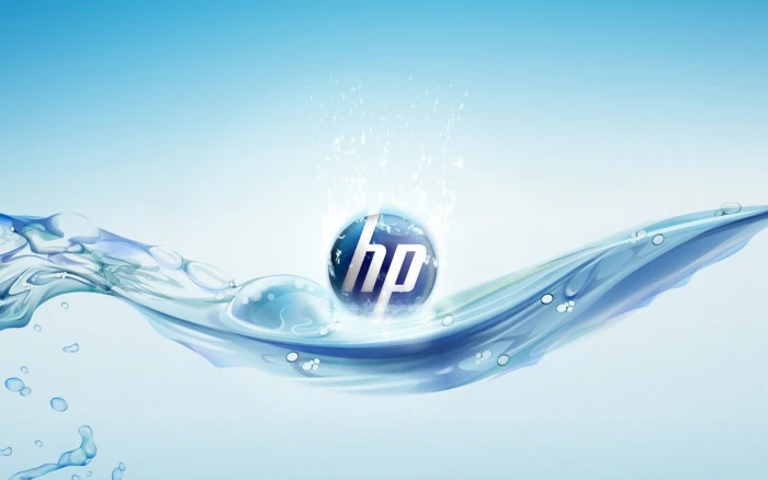 HP logo computers water blue drop splashing abstract motion 2k