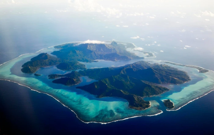 green mountain range nature landscape aerial view island 2k