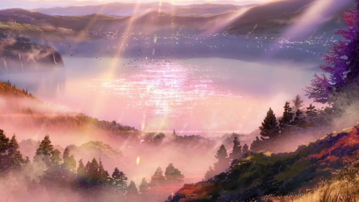 lake and trees Kimi no Na Wa Your Name landscape mountains 2k