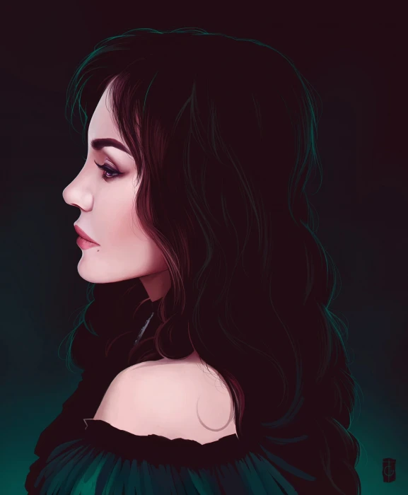 long hair dark artwork Yennefer fan art The Witcher 2k