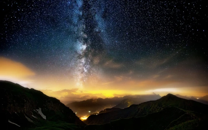 Milky Way Galaxy sky photo of mountains during night time nature