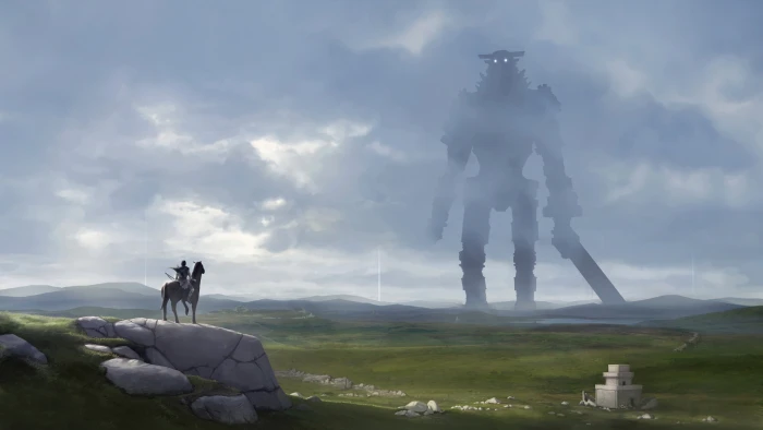 man riding horse game digital wallpaper Shadow of the Colossus 2k 4k