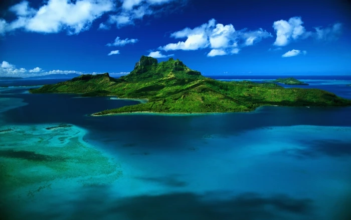 Mauritius Island gree island water sea scenery background 2k