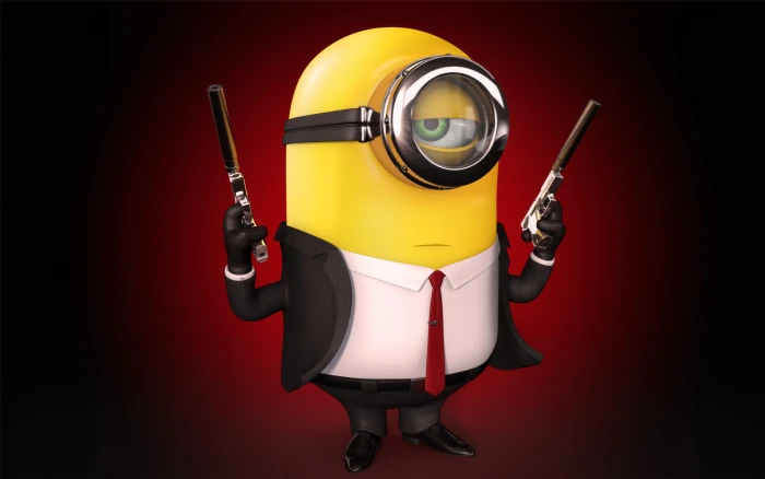 Minion Hitman digital wallpaper minions nature parody artwork 2k