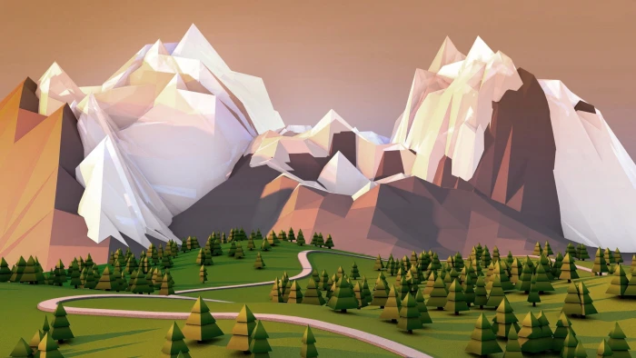 mountain illustration mountains and trees low poly 2k