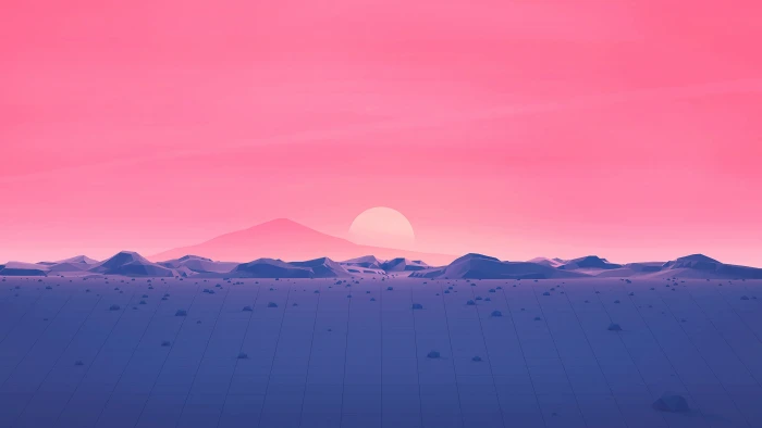 mountain range digital art low poly artwork minimalism illustration 2k 4k