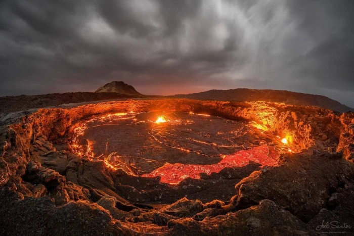 nature landscape clouds Ethiopia Africa volcano lava