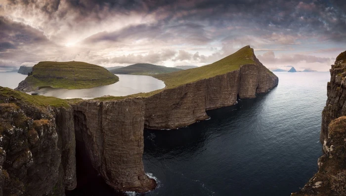 nature photography landscape cliff sea mountains island 2k