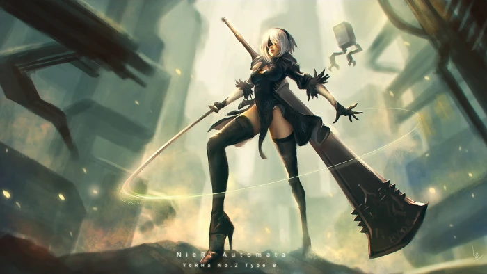 Nier Automata female anime character wallpaper women video games 2k
