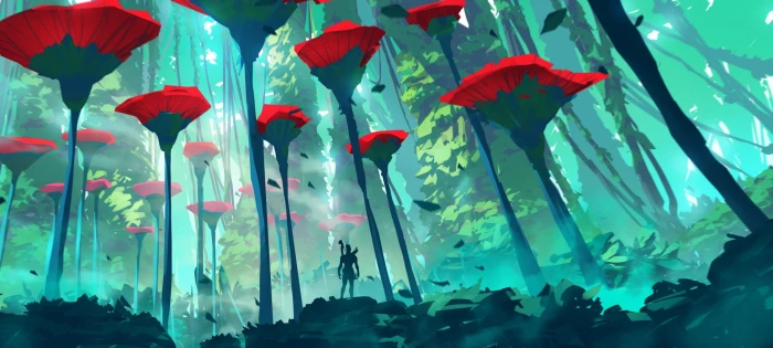 person at flower field digital wallpaper Duelyst video games 2k