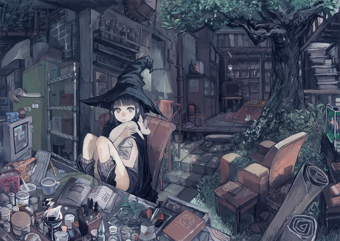 room nature witch landscape