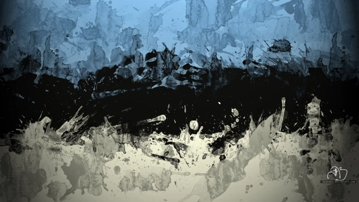 beige black and blue abstract painting simple dark white 2k