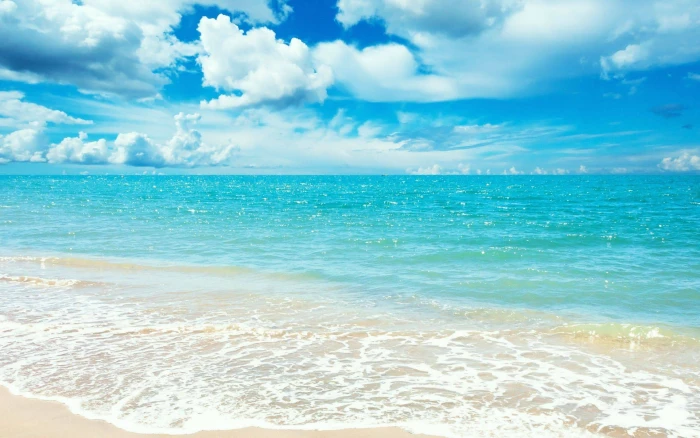 blue ocean sea horizon sky clouds water beach beauty in nature 2k