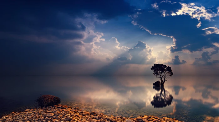 body of water sky clouds nature sea horizon calm waters 2k
