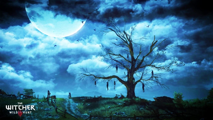 clouds Moon The Witcher 3 Wild Hunt Trees 2k