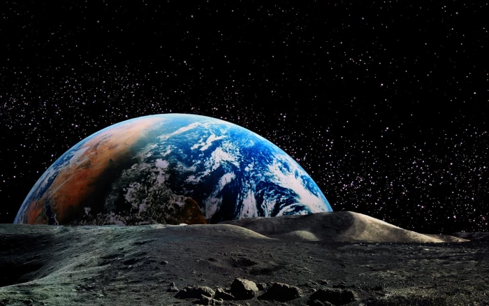 earth illustration nature landscape planet space Moon horizon 2k