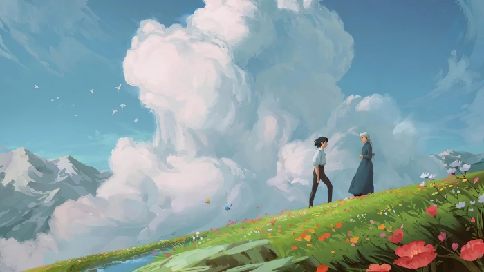 Howl's Moving Castle Studio Ghibli fantasy art clouds daylight 12 2k