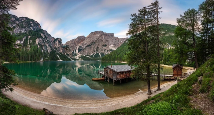 landscape photography of body water across mountain nature 2k