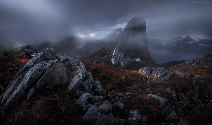 nature dark rock landscape 2k