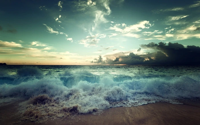 ocean wave nature sea waves clouds sky beach water cloud 2k