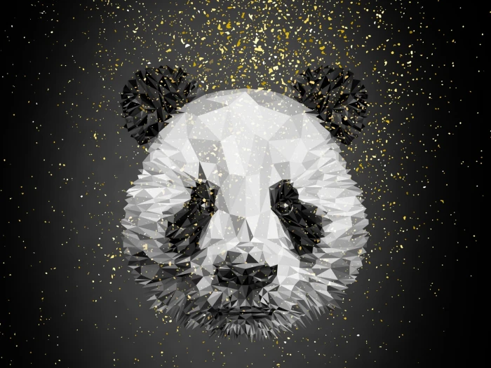 Panda abstract fantasy texture bear black white digital composite 2k