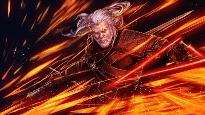 red and black abstract painting The Witcher 3 Wild Hunt Geralt of Rivia 2k