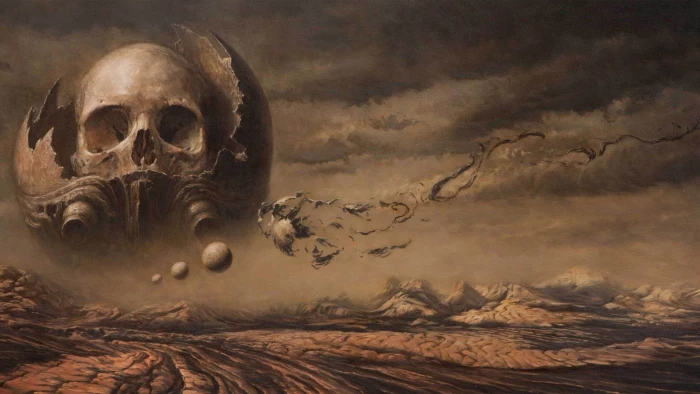 sand dunes digital wallpaper art artwork skull planet 2k