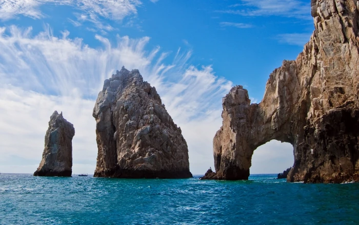 rock formation at the sea arch cliff island beach Mexico 2k