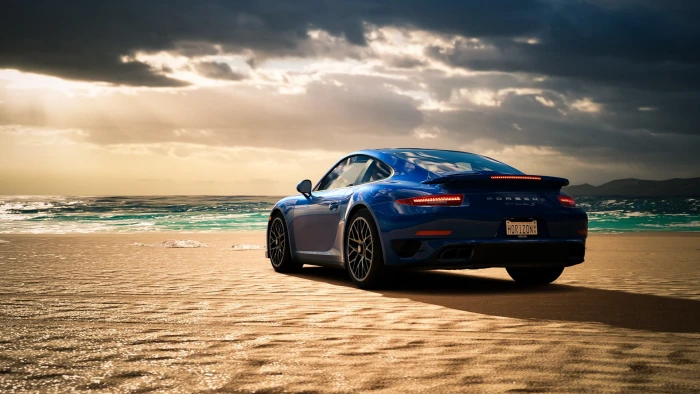 sea beach blue Porsche Turbo S 2k