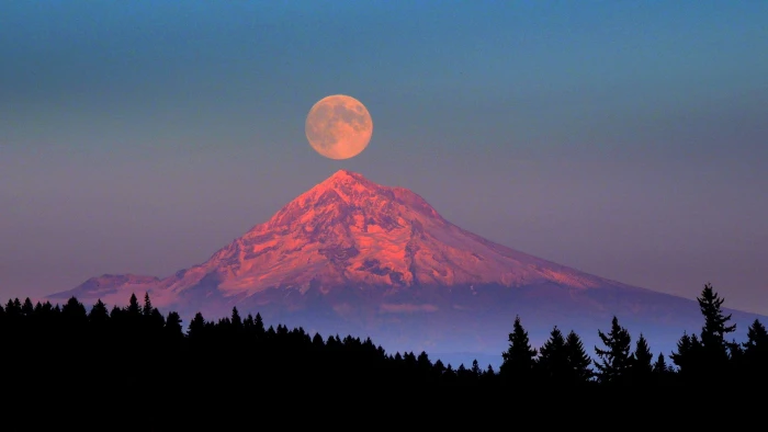 snow covered mountain nature Moon top scenics 2k