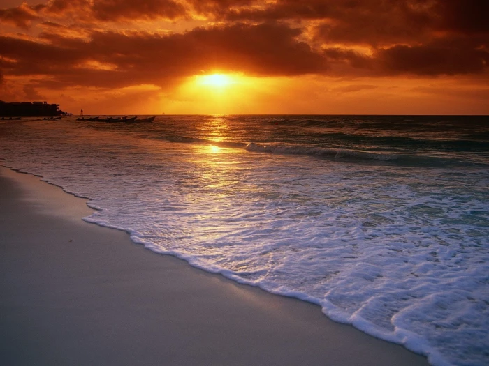 sunset sea beach 2k