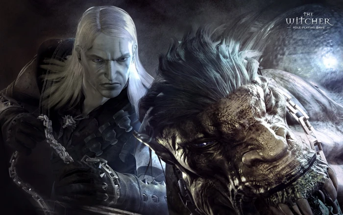 The Witcher wallpaper warrior monster chain look people 2k