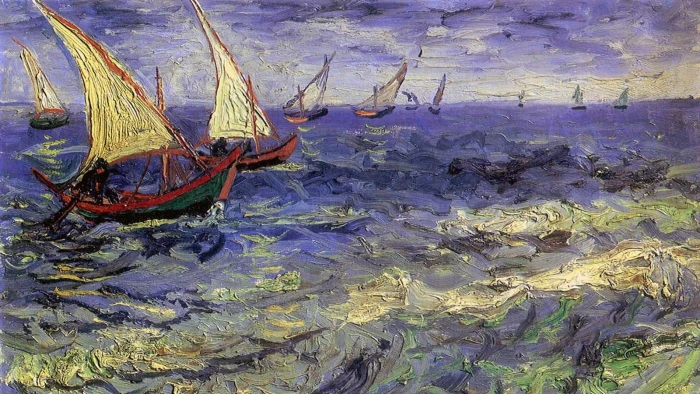 Vincent van Gogh boat painting sea artwork classic art 2k