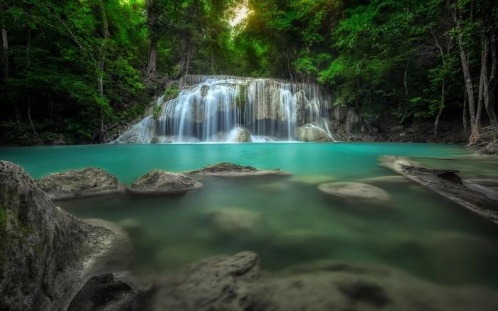 waterfalls nature landscape forest Thailand trees pond 2k