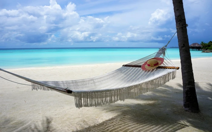 white hammock beach Maldives island nature sand hammocks 2k