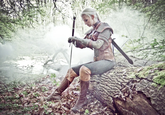 woman in brown armur illustration The Witcher cosplay 3 Wild Hunt 2k