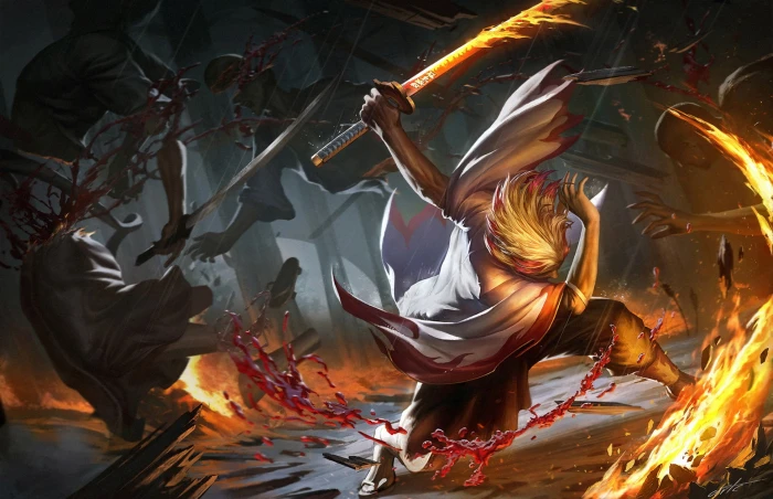 Anime Demon Slayer Kimetsu no Yaiba Blood Fire Katana 2k