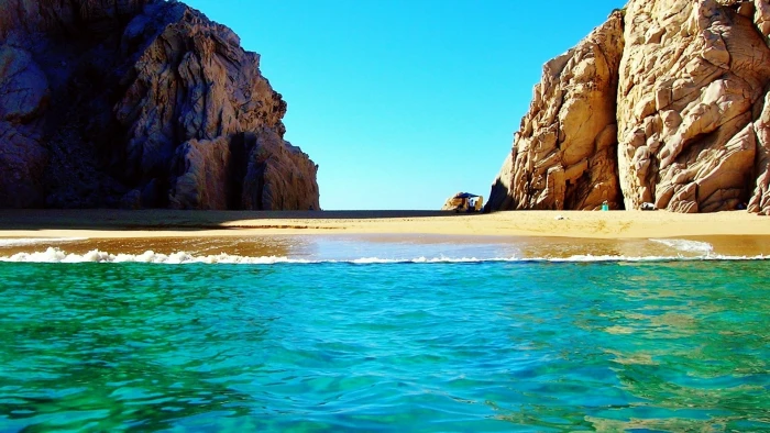 beach wallpaper California sea landscape rocks coastline 2k