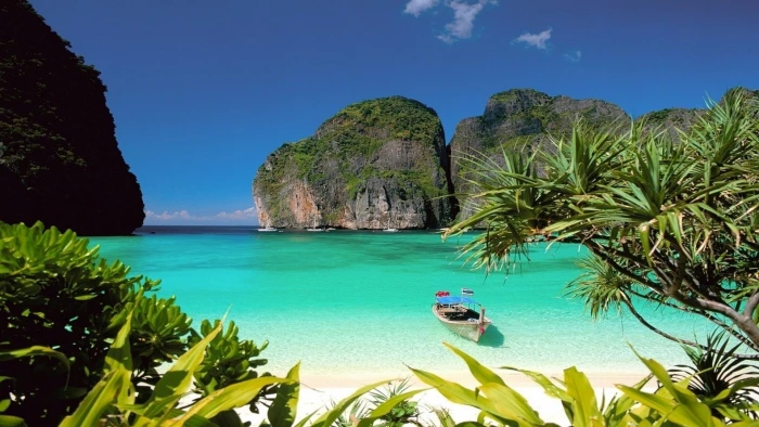 Boat Tropical Beach Island Cove HD nature 2k