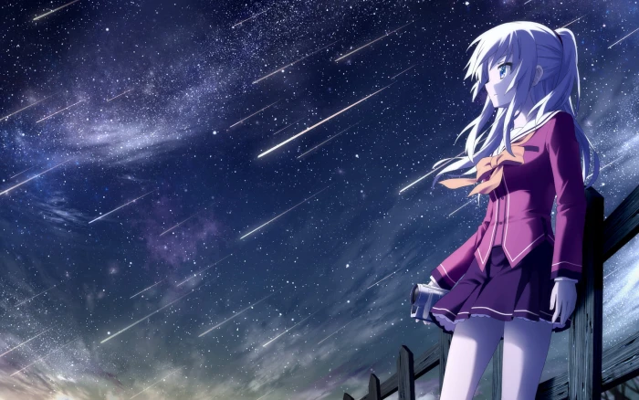 Charlotte anime character illustration night 2k