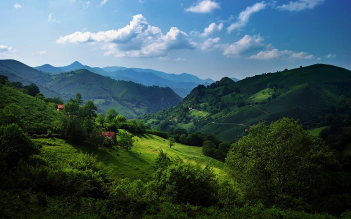 green mountain landscape mountains sky clouds nature scenics 2k