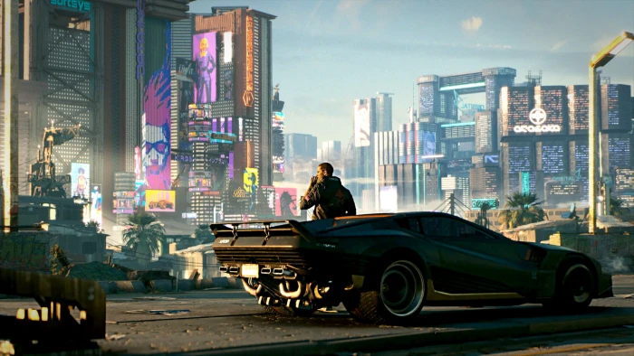 man standing beside car digital wallpaper Cyberpunk video games 11 2k