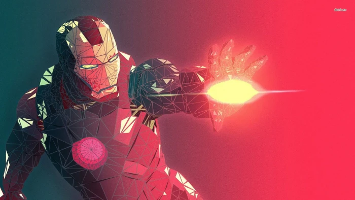 Marvel Iron Man digital wallpaper low poly superhero art 2k