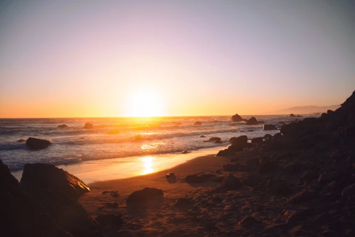 nature beach water sand sea sky sunset scenics 2k