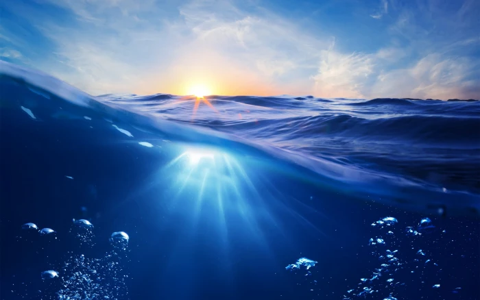 nature sea amazing water underwater beautiful sun bubble blue 2k