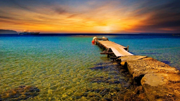 pier sunset horizon shore jetty feeling stunning scenery 2k